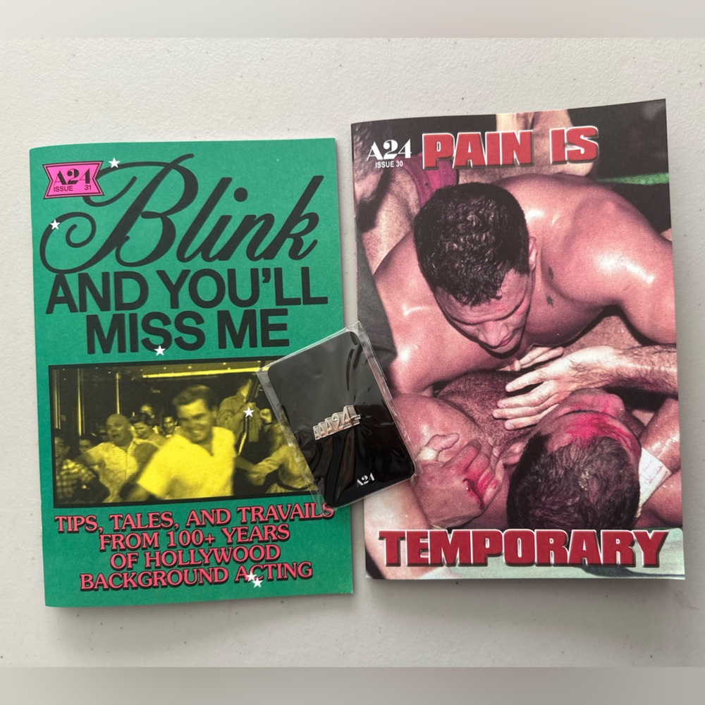 A24 zine with A24 Pin ISSUE 30 and 31 of zine